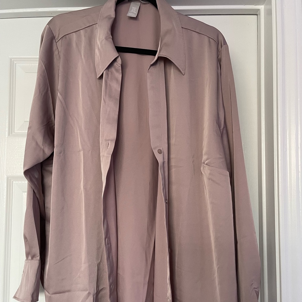 Worn once, satin button down
